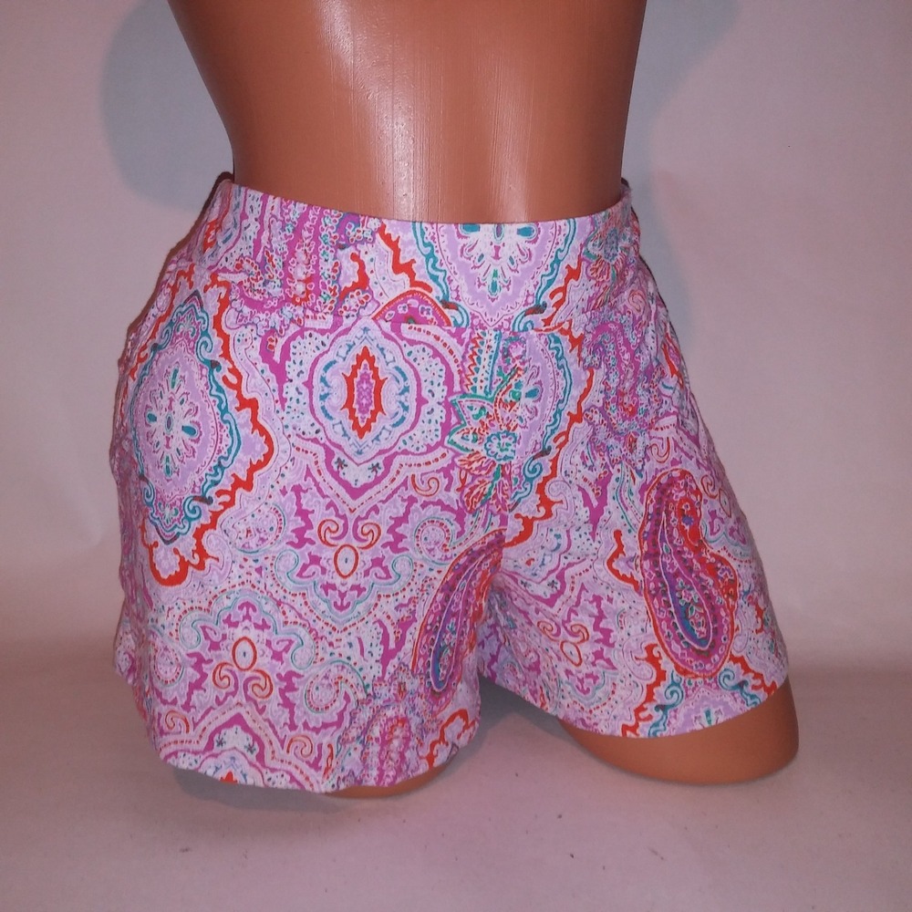 Soma Pajama Bottom Sleep Shorts Lounge Medium Pink Blue Paisley